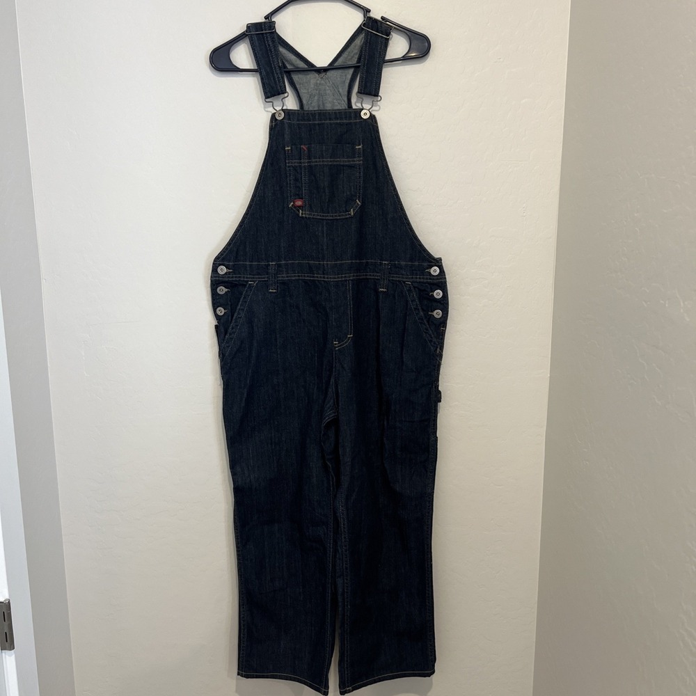 Dickies Denim Bib Overalls Womens Small Blue Workwear Utility Pockets Carpenter